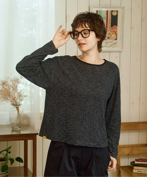 Zooodle(ズードル)の「Border Long Sleeve T-Shirt - ボーダーロンT -(Tシャツ/カットソー・メンズ・ミント/ブラック・MEDIUM/LARGE)」の10枚目の写真