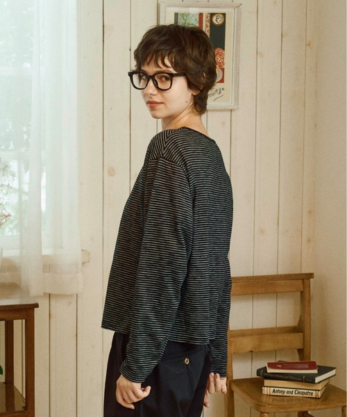 Zooodle(ズードル)の「Border Long Sleeve T-Shirt - ボーダーロンT -(Tシャツ/カットソー・メンズ・ミント/ブラック・MEDIUM/LARGE)」の11枚目の写真