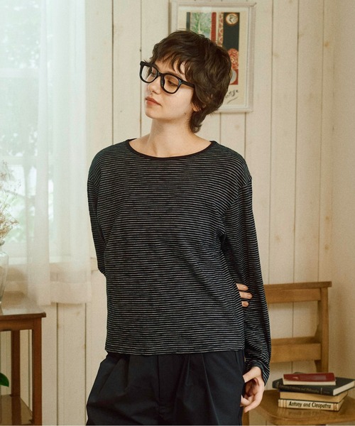 Zooodle(ズードル)の「Border Long Sleeve T-Shirt - ボーダーロンT -(Tシャツ/カットソー・メンズ・ミント/ブラック・MEDIUM/LARGE)」の7枚目の写真
