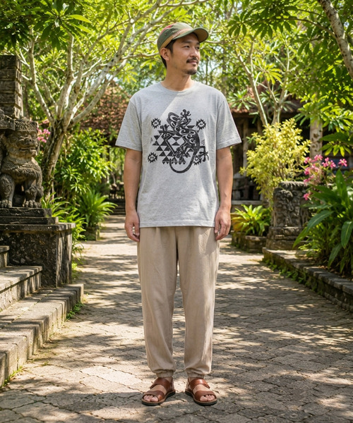 ZIP FIVE（ジップファイブ）の「エスニック Ｔシャツ ヤモリ オルテガ（Tシャツ/カットソー・メンズ・ホワイト/グレー/ブラック/ベージュ・X-LARGE/MEDIUM/LARGE）」の7枚目の写真