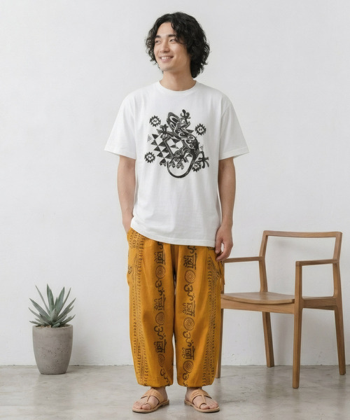 ZIP FIVE（ジップファイブ）の「エスニック Ｔシャツ ヤモリ オルテガ（Tシャツ/カットソー・メンズ・ホワイト/グレー/ブラック/ベージュ・X-LARGE/MEDIUM/LARGE）」の8枚目の写真