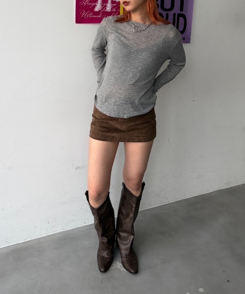 SHAGGIE(シャギー)の「バックレースシアーテレコトップス(Tシャツ/カットソー・レディース・ホワイト/ブラック/ブラウン/グレー・FREE)」の9枚目の写真