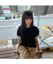 AWESOME STUDIO（オーサムスタジオ）の「配色ロールアップスリーブTシャツブラック（Tシャツ/カットソー）」