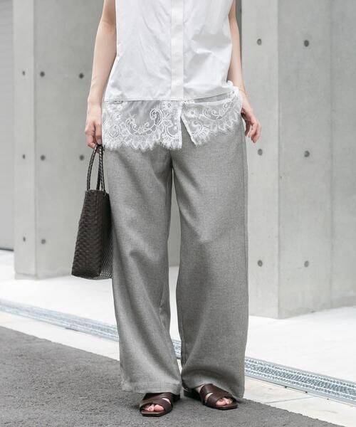 ITEMS URBANRESEARCH(アイテムズ アーバンリサーチ)の「ドビーワイドパンツ(その他パンツ・レディース・ベージュ/チャコールグレー・FREE)」の9枚目の写真