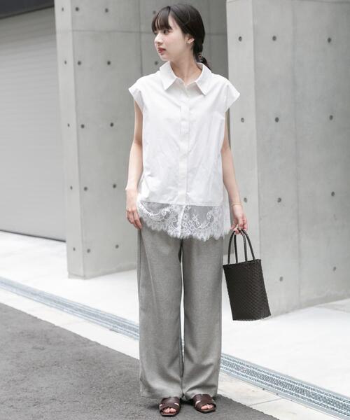 ITEMS URBANRESEARCH(アイテムズ アーバンリサーチ)の「ドビーワイドパンツ(その他パンツ・レディース・ベージュ/チャコールグレー・FREE)」の12枚目の写真