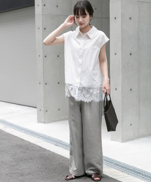 ITEMS URBANRESEARCH(アイテムズ アーバンリサーチ)の「ドビーワイドパンツ(その他パンツ・レディース・ベージュ/チャコールグレー・FREE)」の13枚目の写真