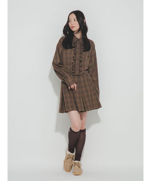 FURFUR(ファーファー)の「ロゴ刺繍フリルシャツ(シャツ/ブラウス・レディース・グレー/ブラウン/ピンク/チェック・F)」の15枚目の写真