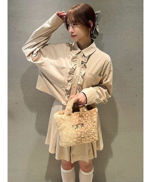 FURFUR(ファーファー)の「ロゴ刺繍フリルシャツ(シャツ/ブラウス・レディース・グレー/ブラウン/ピンク/チェック・F)」の17枚目の写真