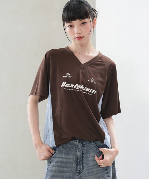 RAGEBLUE（レイジブルー）の「レース切替ゲームシャツ（Tシャツ/カットソー・レディース・ブラック/ブラウン・FREE）」の10枚目の写真