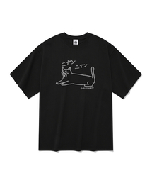 ネコ 半袖Tシャツ ブラック