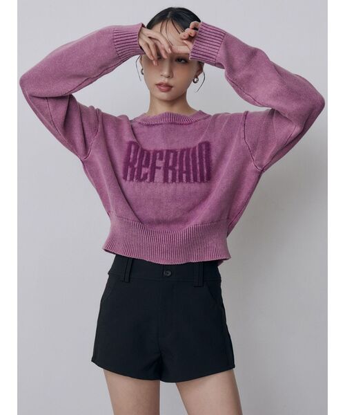 MURUA(ムルーア)の「ウォッシュシャギーロゴニット 秋服 冬服(ニット/セーター・レディース・ブルー/ブラウン/ピンク/ブラック・FREE)」の4枚目の写真