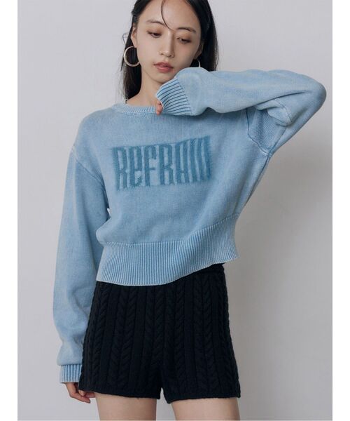 MURUA(ムルーア)の「ウォッシュシャギーロゴニット 秋服 冬服(ニット/セーター・レディース・ブルー/ブラウン/ピンク/ブラック・FREE)」の1枚目の写真