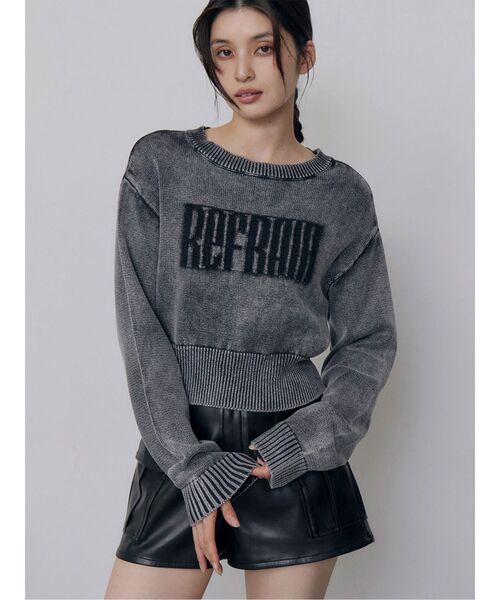 MURUA(ムルーア)の「ウォッシュシャギーロゴニット 秋服 冬服(ニット/セーター・レディース・ブルー/ブラウン/ピンク/ブラック・FREE)」の2枚目の写真