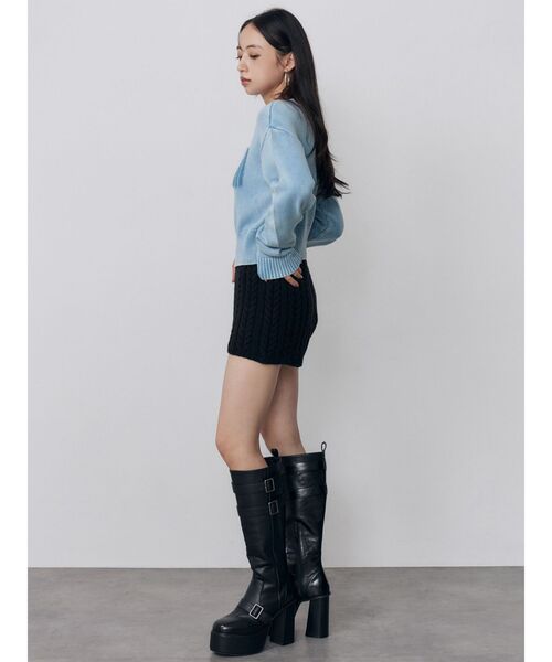 MURUA(ムルーア)の「ウォッシュシャギーロゴニット 秋服 冬服(ニット/セーター・レディース・ブルー/ブラウン/ピンク/ブラック・FREE)」の5枚目の写真
