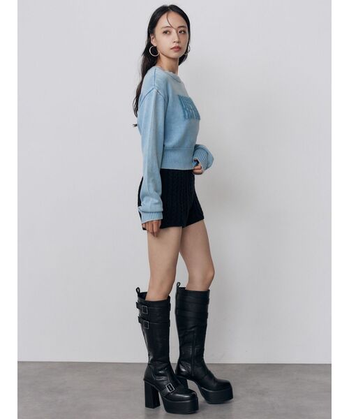 MURUA(ムルーア)の「ウォッシュシャギーロゴニット 秋服 冬服(ニット/セーター・レディース・ブルー/ブラウン/ピンク/ブラック・FREE)」の6枚目の写真