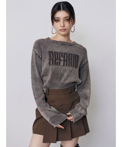 MURUA(ムルーア)の「ウォッシュシャギーロゴニット 秋服 冬服(ニット/セーター・レディース・ブルー/ブラウン/ピンク/ブラック・FREE)」の8枚目の写真