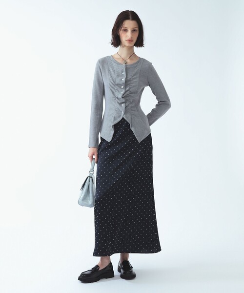 Ray BEAMS(レイビームス)の「リブ パネル 切替 カーディガン(Tシャツ/カットソー・レディース・シルバー/オリーブ・ONE SIZE)」の3枚目の写真