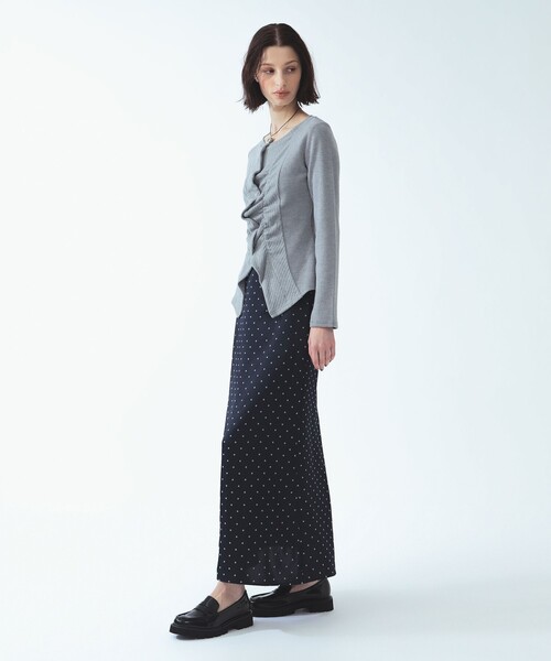 Ray BEAMS(レイビームス)の「リブ パネル 切替 カーディガン(Tシャツ/カットソー・レディース・シルバー/オリーブ・ONE SIZE)」の4枚目の写真