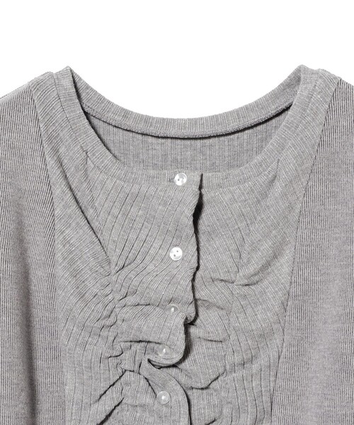 Ray BEAMS(レイビームス)の「リブ パネル 切替 カーディガン(Tシャツ/カットソー・レディース・シルバー/オリーブ・ONE SIZE)」の8枚目の写真