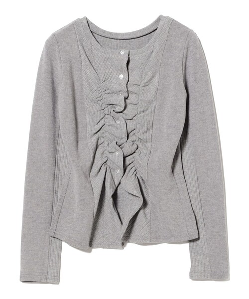 Ray BEAMS(レイビームス)の「リブ パネル 切替 カーディガン(Tシャツ/カットソー・レディース・シルバー/オリーブ・ONE SIZE)」の15枚目の写真