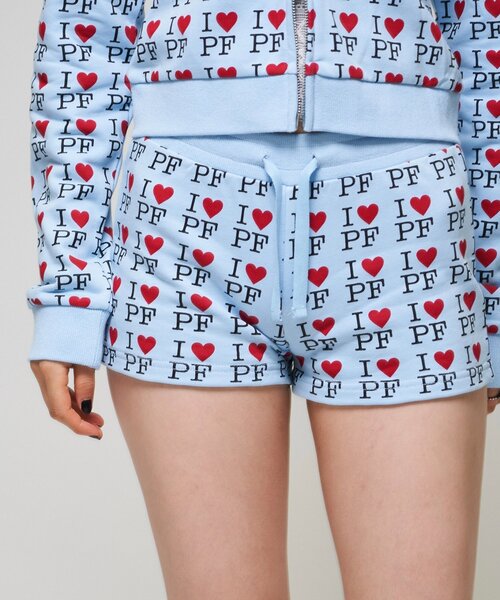 WHO'S WHO gallery(フーズフーギャラリー)の「【26AW LOOK掲載品番】I ♡ PFショーツ(スウェットパンツ・レディース・サックスブルー/オフホワイト/イエロー/グレー・FREE)」の10枚目の写真