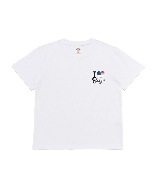 CARGOBROS FOR WOMAN(カーゴブロスフォーウィメン)の「ミニマルヴィンテージフラッグカーゴウィメンズ半袖Tシャツ(ホワイト)(Tシャツ/カットソー・レディース・その他・SMALL/MEDIUM)」の1枚目の写真