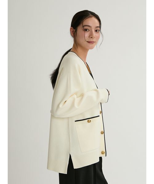 Mila Owen(ミラオーウェン)の「金釦カシミヤコットンカーディガン(カーディガン/ボレロ・レディース・グレー/アイボリー/ブラック/ライトブルー・F)」の14枚目の写真