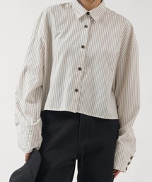LA PEAU DE GEM | 【 LA PEAU DE GEM 】 stripe cropped shirt / ストライプクロップドシャツ(シャツ/ブラウス)