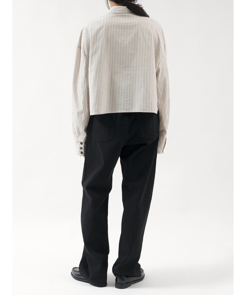 LA PEAU DE GEM(ラポドゥジェム)の「【 LA PEAU DE GEM 】 stripe cropped shirt / ストライプクロップドシャツ(シャツ/ブラウス・レディース・ベージュ/ホワイト・FREE)」の5枚目の写真