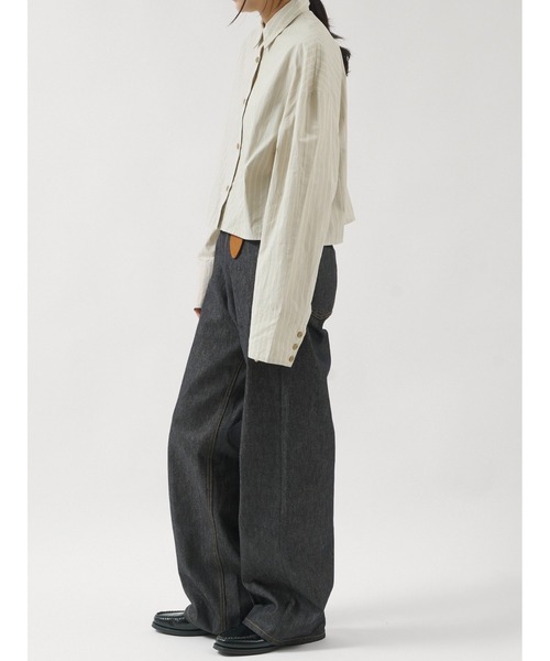LA PEAU DE GEM(ラポドゥジェム)の「【 LA PEAU DE GEM 】 stripe cropped shirt / ストライプクロップドシャツ(シャツ/ブラウス・レディース・ベージュ/ホワイト・FREE)」の12枚目の写真