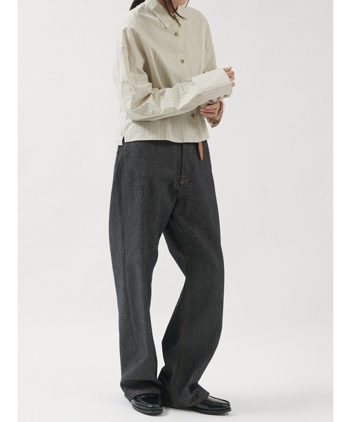 LA PEAU DE GEM(ラポドゥジェム)の「【 LA PEAU DE GEM 】 stripe cropped shirt / ストライプクロップドシャツ(シャツ/ブラウス・レディース・ベージュ/ホワイト・FREE)」の9枚目の写真