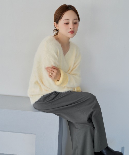 KOBE LETTUCE（コウベレタス）の「[ 田中亜希子さんコラボ ] 低身長サイズあり　2タックジャージーパンツ（スラックス・レディース・アイボリー/ダークブラウン/チャコールグレー/ブラック・M/PM）」の14枚目の写真