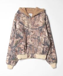 Universal logo boa duck hooded jacket