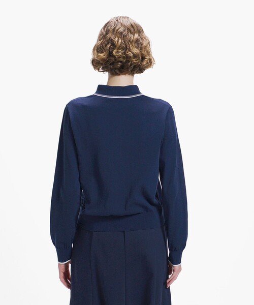 LACOSTE（ラコステ）の「配色ラインディテールニットポロカーディガン（カーディガン/ボレロ・レディース・ネイビー/ダークグリーン・34/36/38/40）」の5枚目の写真