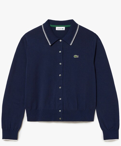 LACOSTE（ラコステ）の「配色ラインディテールニットポロカーディガン（カーディガン/ボレロ・レディース・ネイビー/ダークグリーン・34/36/38/40）」の7枚目の写真