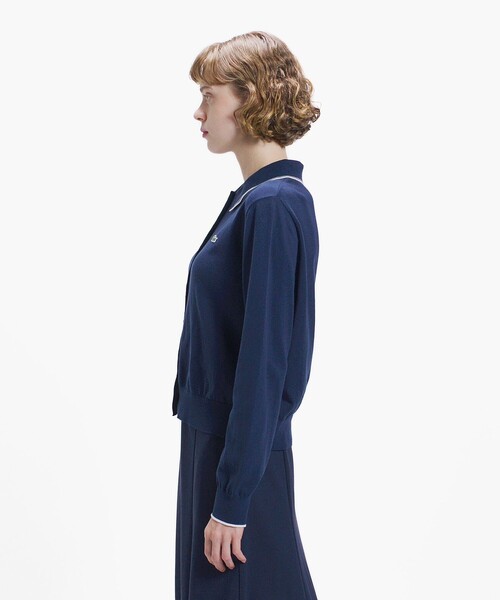 LACOSTE（ラコステ）の「配色ラインディテールニットポロカーディガン（カーディガン/ボレロ・レディース・ネイビー/ダークグリーン・34/36/38/40）」の8枚目の写真