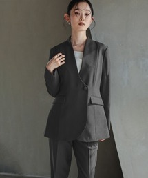 Callarus（カラルス）の「【セットアップ】カーブデザインカラーレスジャケットテーパードパンツセットアップスーツ〔Callarus〕（セットアップ）」
