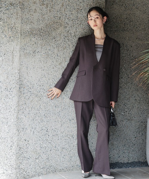 Callarus(カラルス)の「【セットアップ】カーブデザインカラーレスジャケットテーパードパンツセットアップスーツ〔Callarus〕(セットアップ・レディース・ブラック/グレー/ブラウン・S/LL/L/M)」の17枚目の写真