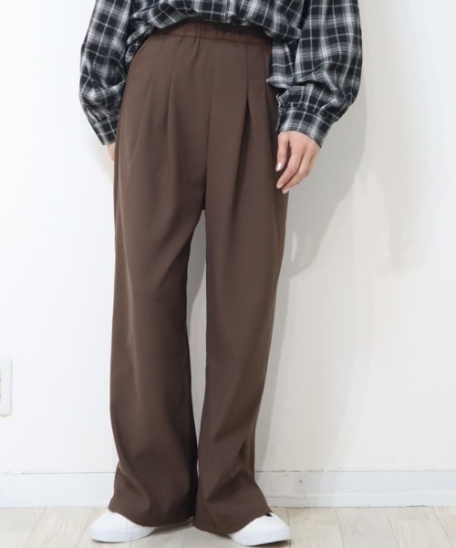 DISKEEN SURE(ディスキーンシュアー)の「動きやすいジャージタッチ素材!ジャージタッチ タックワイドパンツ(その他パンツ・レディース・ブラウン/ネイビー/ブラック・FREE)」の7枚目の写真