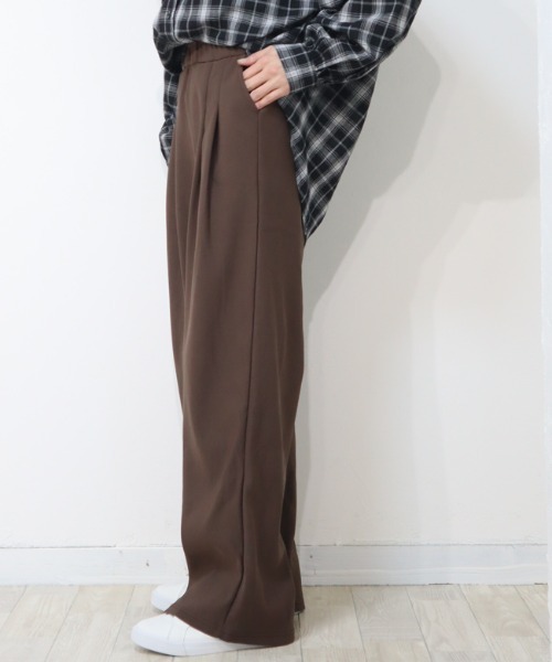 DISKEEN SURE(ディスキーンシュアー)の「動きやすいジャージタッチ素材!ジャージタッチ タックワイドパンツ(その他パンツ・レディース・ブラウン/ネイビー/ブラック・FREE)」の9枚目の写真