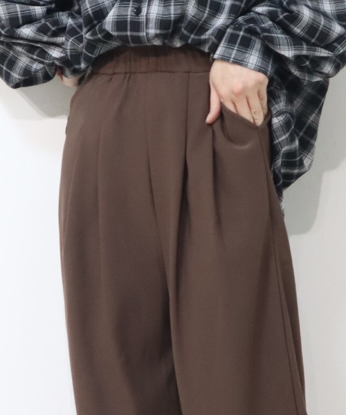 DISKEEN SURE(ディスキーンシュアー)の「動きやすいジャージタッチ素材!ジャージタッチ タックワイドパンツ(その他パンツ・レディース・ブラウン/ネイビー/ブラック・FREE)」の11枚目の写真
