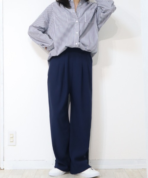 DISKEEN SURE(ディスキーンシュアー)の「動きやすいジャージタッチ素材!ジャージタッチ タックワイドパンツ(その他パンツ・レディース・ブラウン/ネイビー/ブラック・FREE)」の12枚目の写真