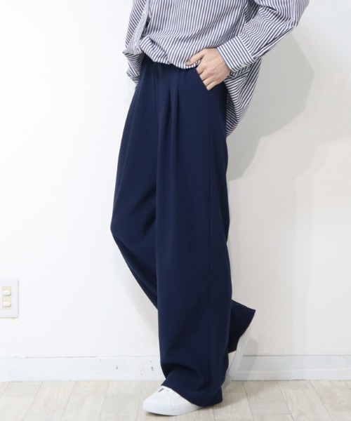 DISKEEN SURE(ディスキーンシュアー)の「動きやすいジャージタッチ素材!ジャージタッチ タックワイドパンツ(その他パンツ・レディース・ブラウン/ネイビー/ブラック・FREE)」の13枚目の写真