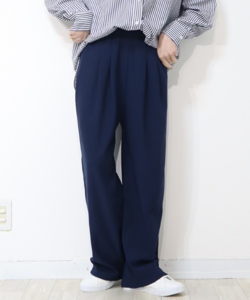 DISKEEN SURE(ディスキーンシュアー)の「動きやすいジャージタッチ素材!ジャージタッチ タックワイドパンツ(その他パンツ・レディース・ブラウン/ネイビー/ブラック・FREE)」の14枚目の写真