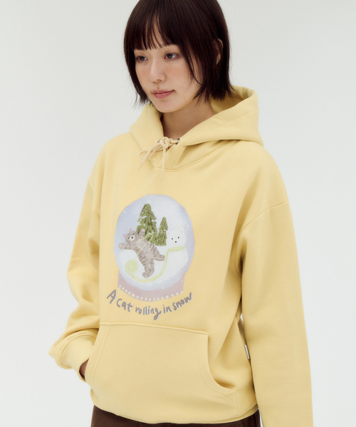ambler(エムブラー)の「Winter Snow Cat グラフィック フード付きTシャツ AHP1305 (イエロー)(パーカー・レディース・その他・S)」の2枚目の写真