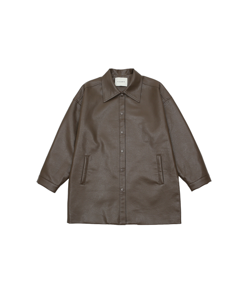 CCOMA（コンマ）の「CMJ55 ブラウン クラシックレザー ハーフサファリジャケット（ミリタリージャケット・レディース・カーキ/ブラウン/ブラック・FREE）」の3枚目の写真