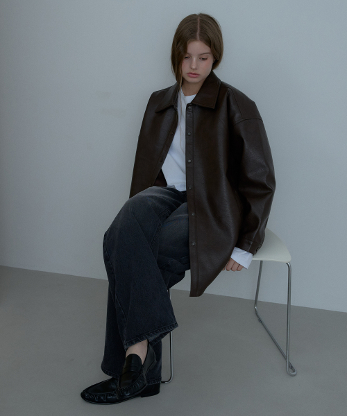 CCOMA（コンマ）の「CMJ55 ブラウン クラシックレザー ハーフサファリジャケット（ミリタリージャケット・レディース・カーキ/ブラウン/ブラック・FREE）」の5枚目の写真