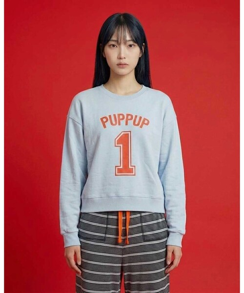 ALL NEW MART（オールニューマート）の「puppup graphic sweat ／ パップパップグラフィックスウェット（スウェット・レディース・サックスブルー/ベビーピンク/ライトグレー・00）」の7枚目の写真