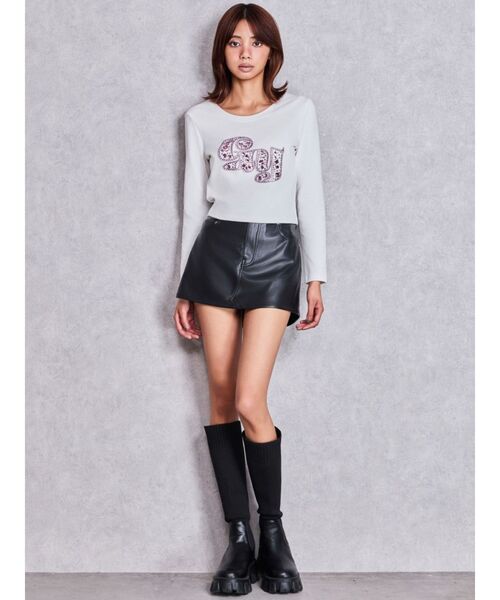 GYDA（ジェイダ）の「GY bijou long sleeveトップス（Tシャツ/カットソー・レディース・ブラック/オフホワイト・FREE）」の14枚目の写真