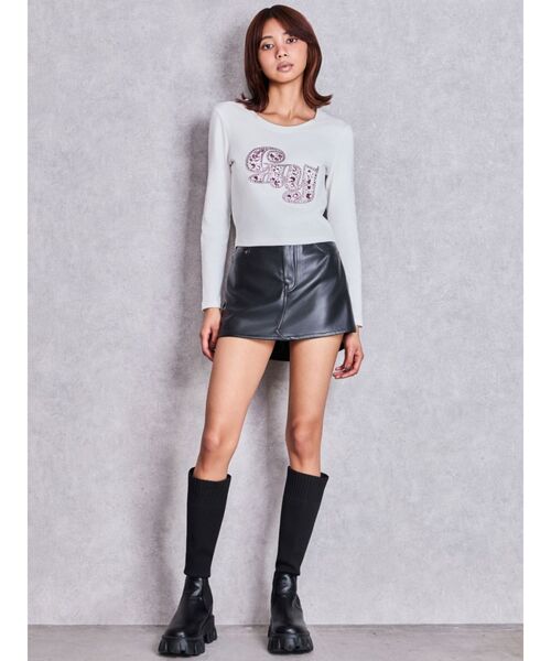 GYDA（ジェイダ）の「GY bijou long sleeveトップス（Tシャツ/カットソー・レディース・ブラック/オフホワイト・FREE）」の15枚目の写真